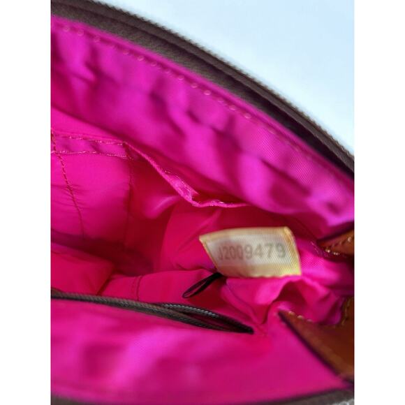 Dooney And Bourke Nylon Crossbody Vintage Shoulder Bag Pink Leather Strap Charm - Picture 9 of 9